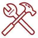 Icono de llave inglesa, representa mantenimiento de edificios
